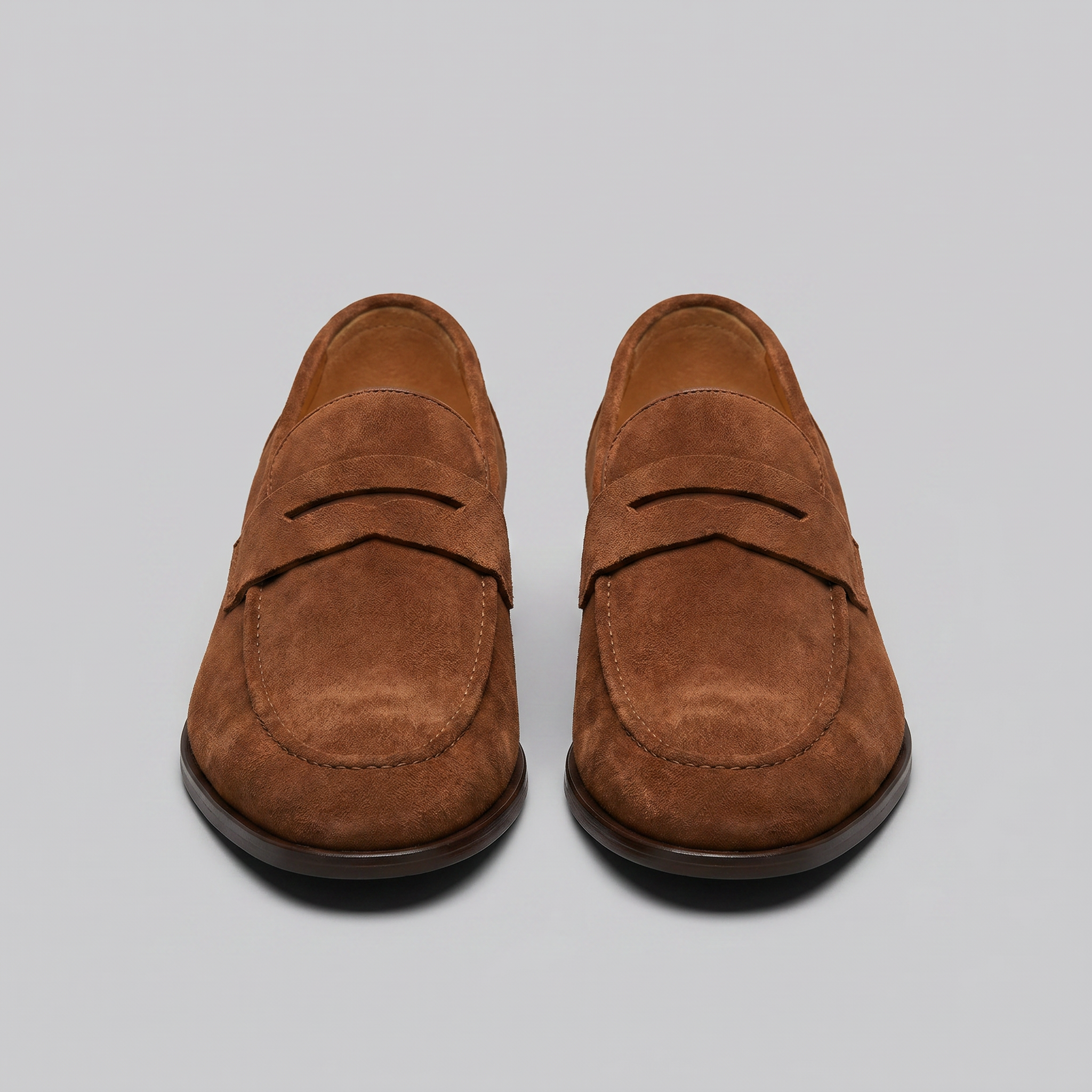 Herre Penny Loafers Med Mokkasinsøm, Lav Hæl Og Rund Tå