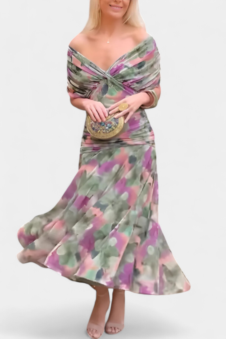 Womens Off Shoulder Elegant Evening Dress