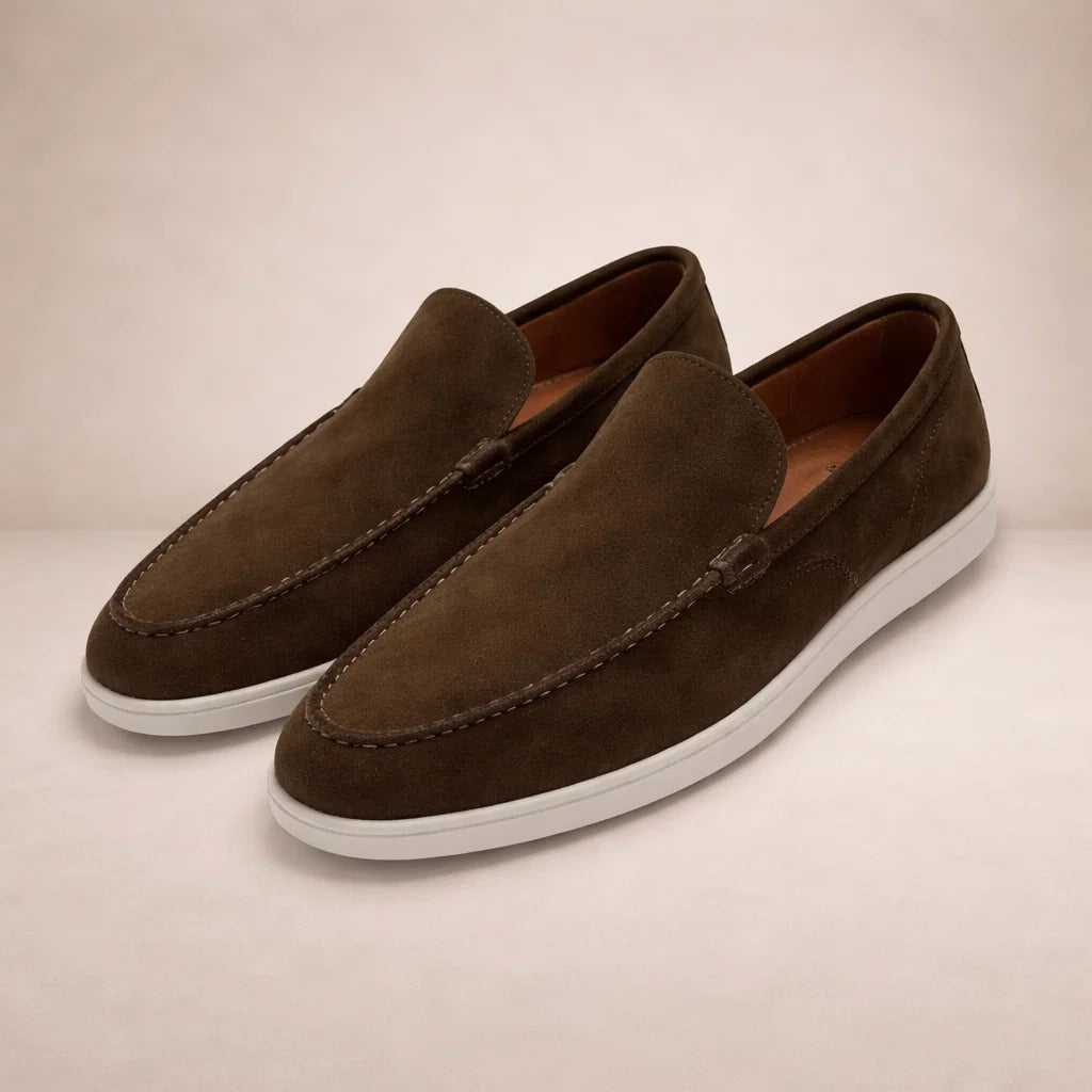 Herre loafers med mokkasinsøm og flad lys sål
