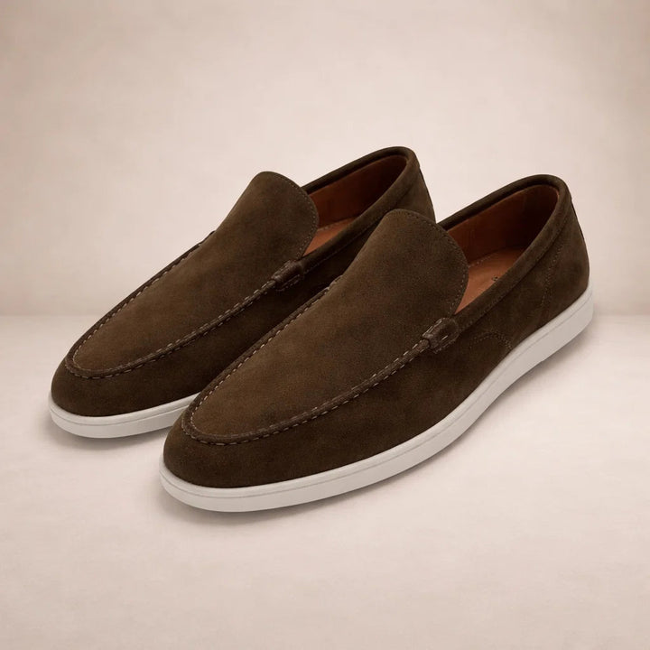 Herre loafers med mokkasinsøm og flad lys sål
