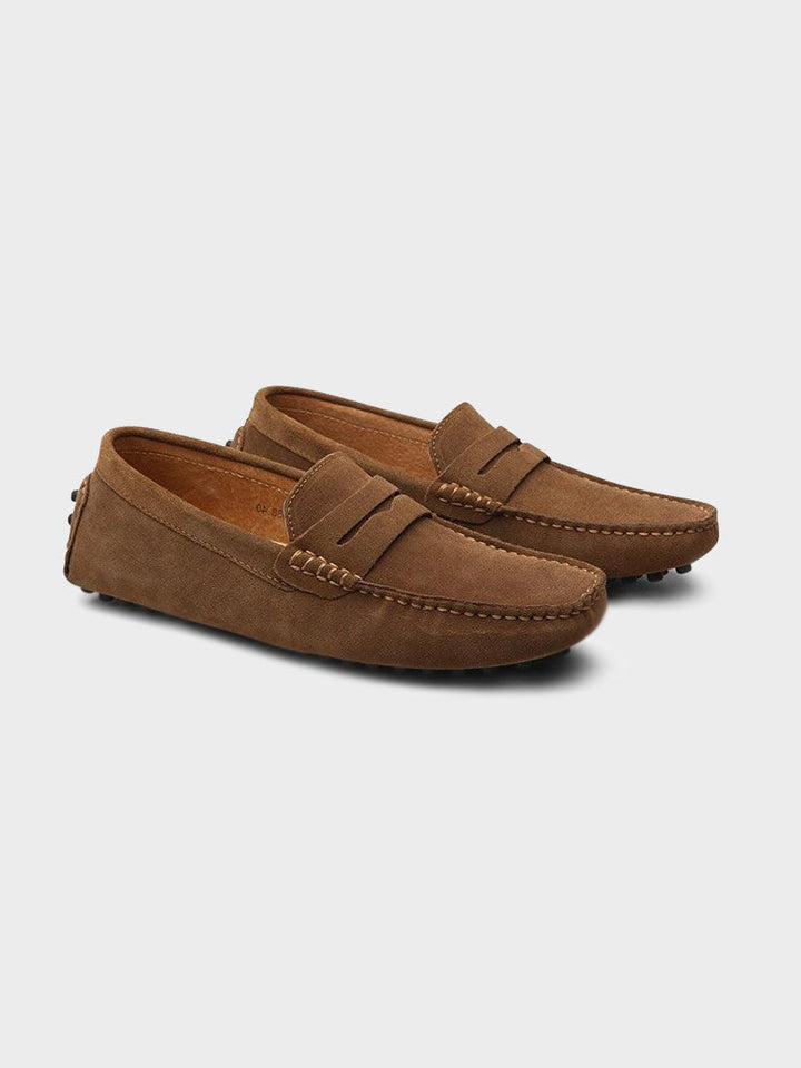 Penny loafers med mokkasynssøm og flad sål