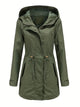 Parka da donna con cappuccio, modello lungo, maniche lunghe e vita sagomata