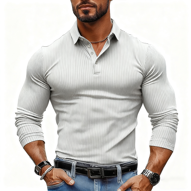 Dexter | Men's Striped Long Sleeve Polo Shirt