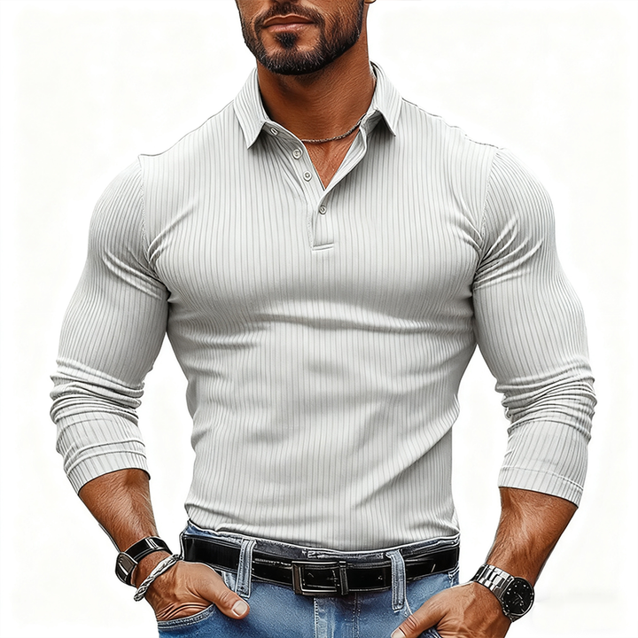Dexter | Men's Striped Long Sleeve Polo Shirt