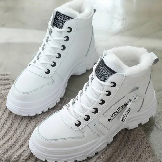 Damen Winterstiefel, kurz, mit Schnürung und flauschig gefüttertem Rand
