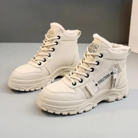 Damen Winterstiefel, kurz, mit Schnürung und flauschig gefüttertem Rand