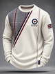 Herresweatshirt med rund hals, vaffelstruktur, ternet felt og grafiske striber