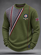 Herresweatshirt med rund hals, vaffelstruktur, ternet felt og grafiske striber