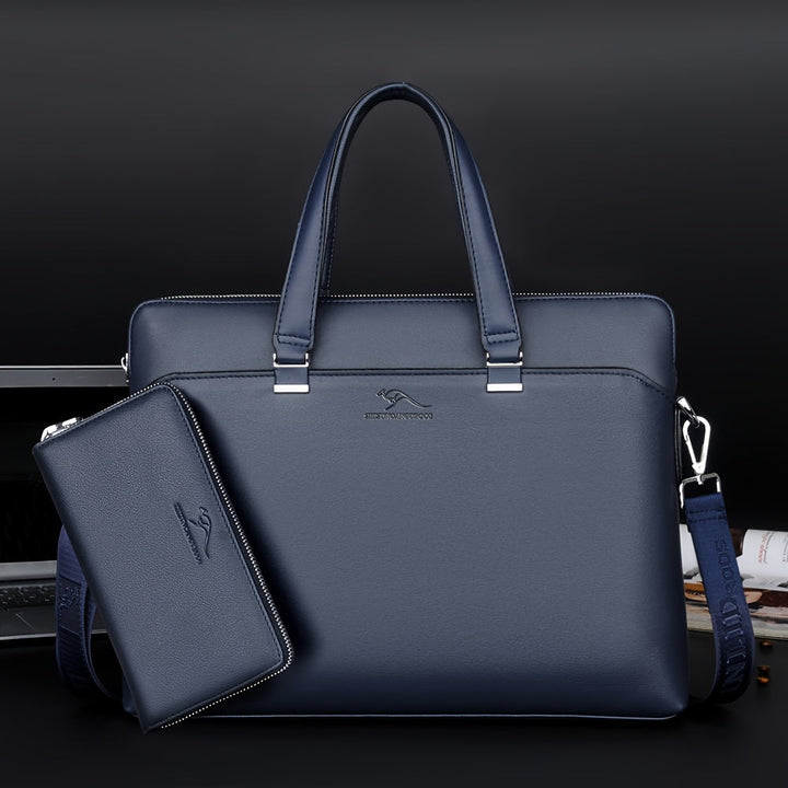 Men's Two-Piece Briefcase Set – Leather Laptop Bag with Crossbody Pouch – view 3