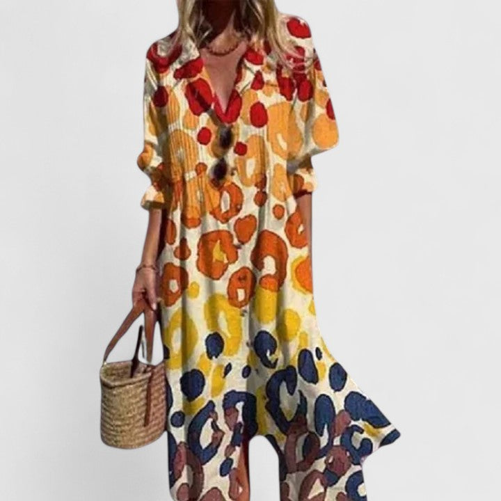 Women's Floral Button Front Midi Dress
