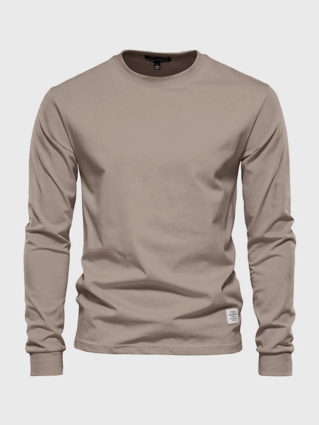 Herre sweatshirt med rund hals og lange ærmer i ensfarvet design