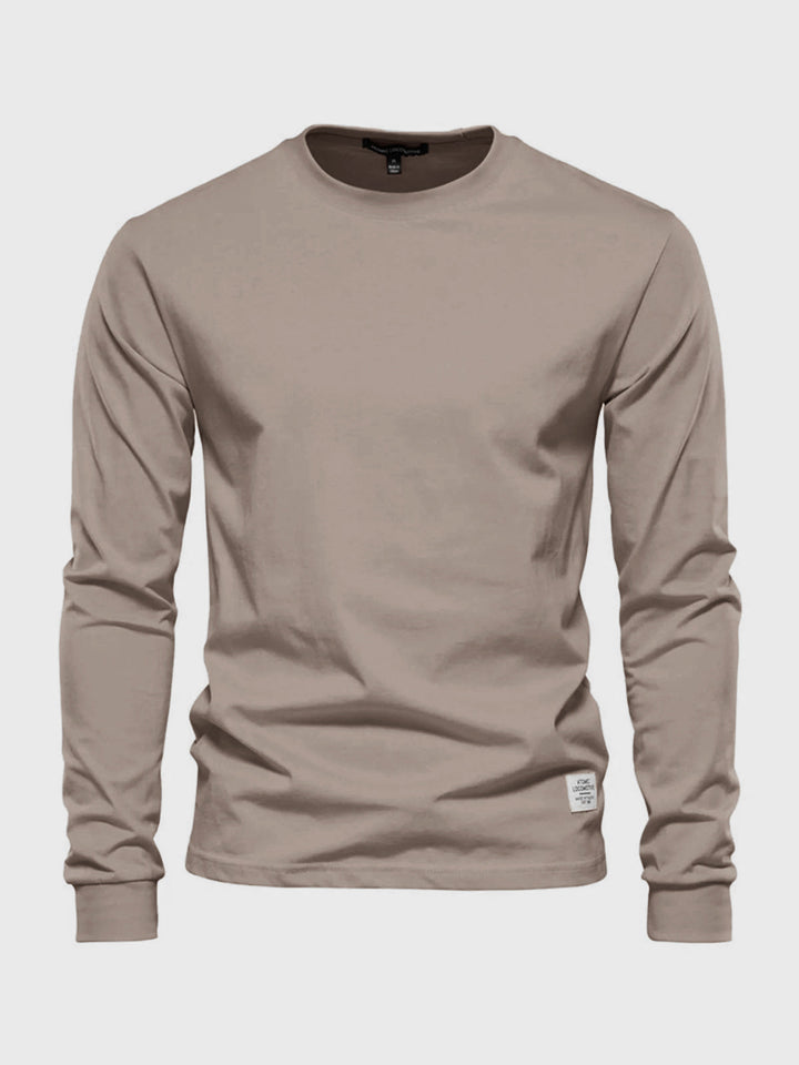 Herre sweatshirt med rund hals og lange ærmer i ensfarvet design