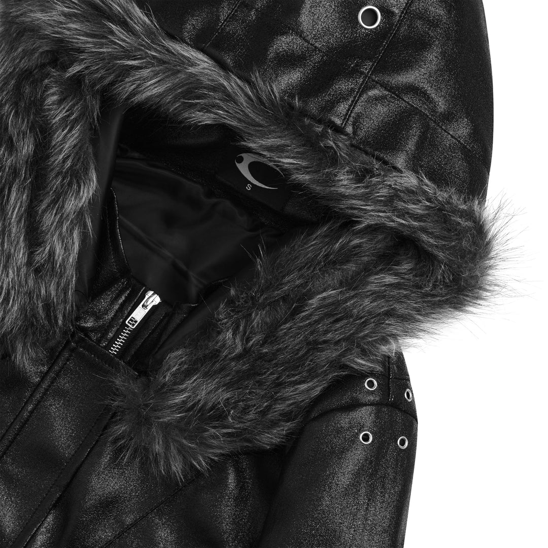 Herren Jacke mit Kapuze, flauschiger Kante und schwarzem Finish