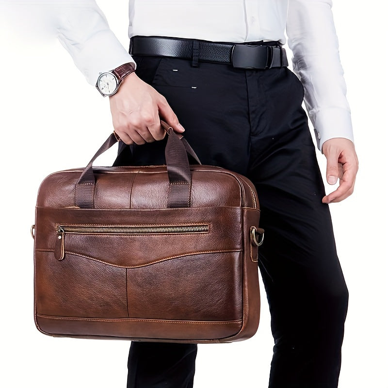 Men's Leather Laptop Briefcase – Vintage Office Messenger Bag – view 2