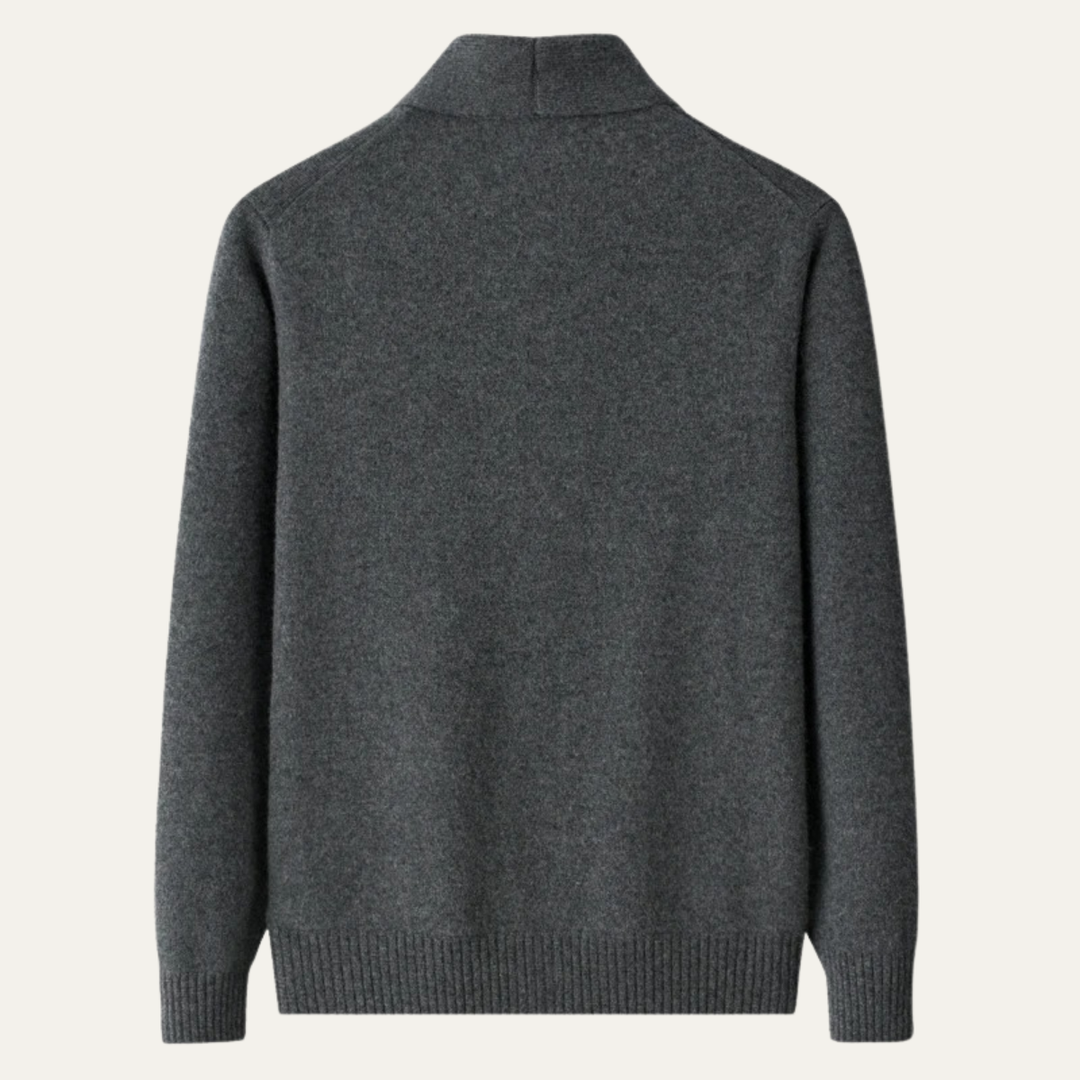 Herrecardigan med sjalskrave, knapper, lange ærmer og forlommer