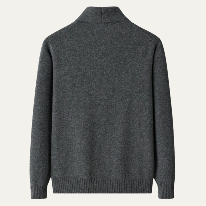 Herrecardigan med sjalskrave, knapper, lange ærmer og forlommer