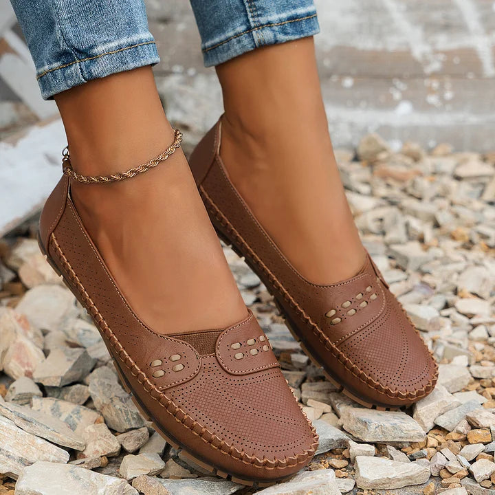 Women's Perforated Comfort Slip On Loafers