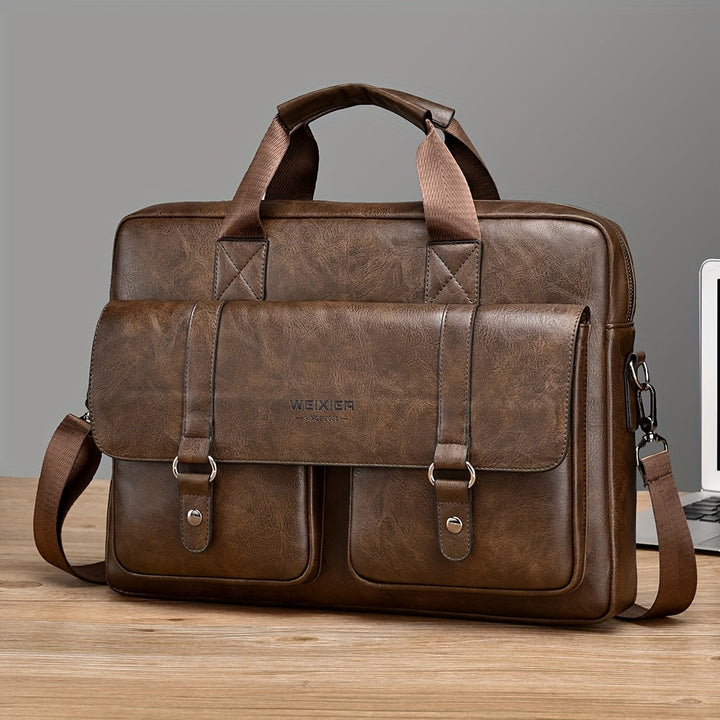 Men's Vintage Business Briefcase – Leather Laptop Bag for the Office – view 3