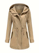 Parka da donna con cappuccio, modello lungo, maniche lunghe e vita sagomata