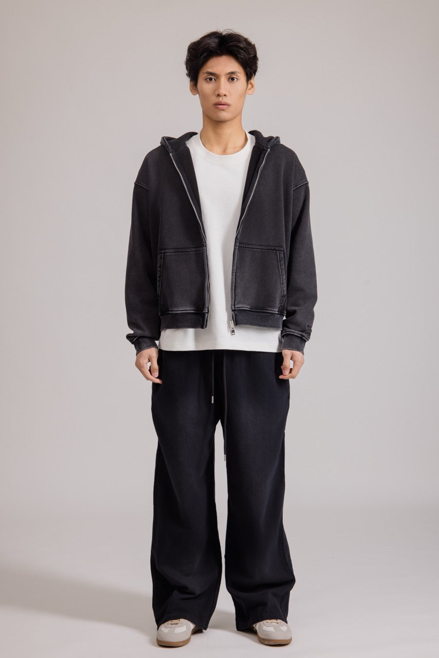 Herren Hoodie mit Reißverschluss und Kapuze in Schwarz