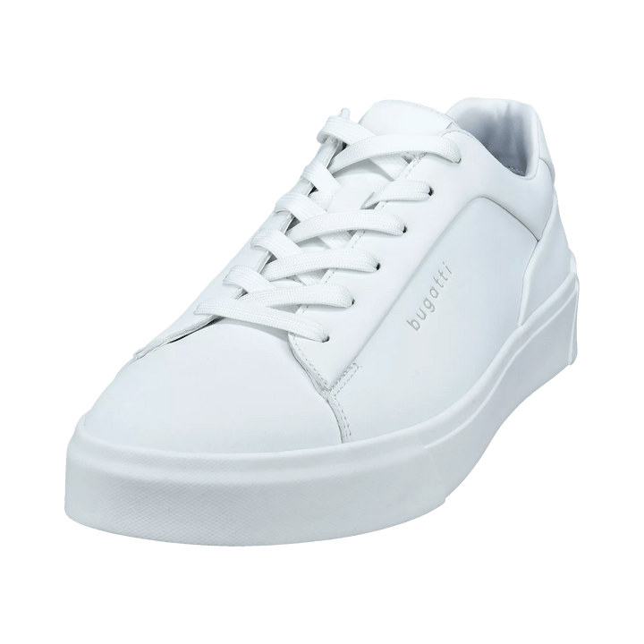 Hvide herre sneakers med snørebånd, rund tå og høj sål