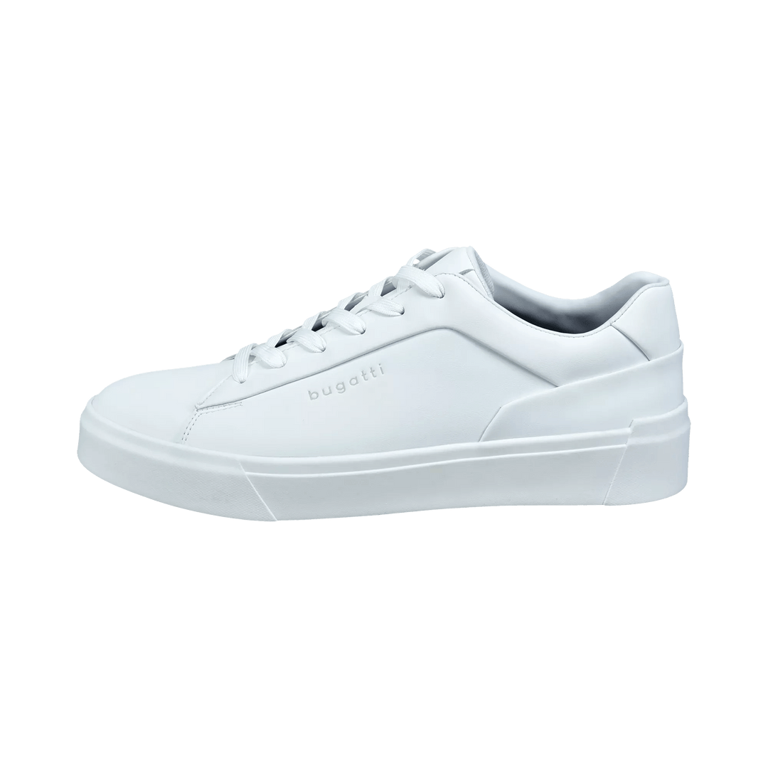 Hvide herre sneakers med snørebånd, rund tå og høj sål