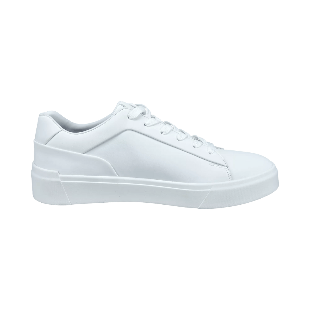 Hvide herre sneakers med snørebånd, rund tå og høj sål
