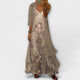 Women's Floral V Neck Layered Maxi Dress