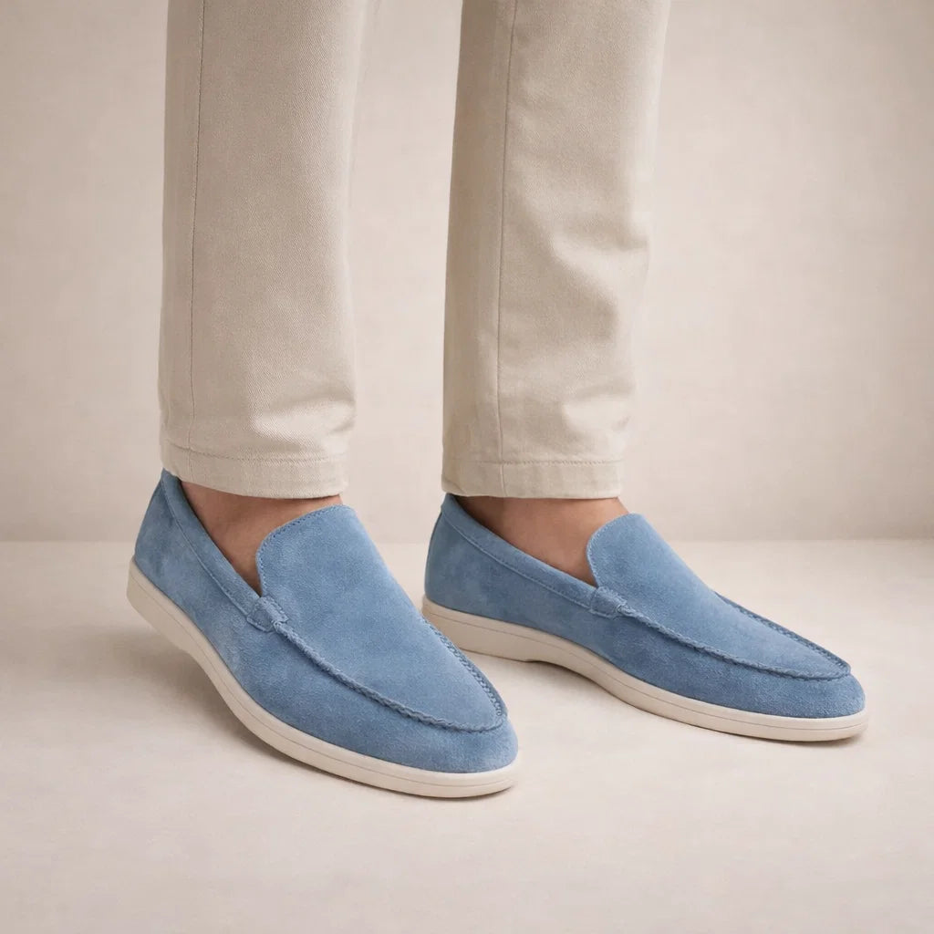 Herre loafers med mokkasinsøm og flad lys sål