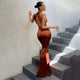 Women's Fishtail Dress with Open Back and Fitted Cut