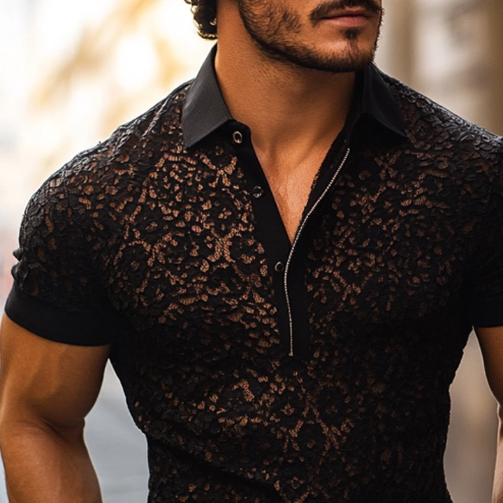 Jaxon | Men's Lace Short Sleeve Polo Shirt