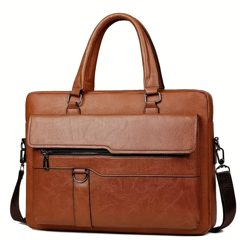 Men's Vintage Briefcase Bag – Distressed Leather Office Messenger – view 8