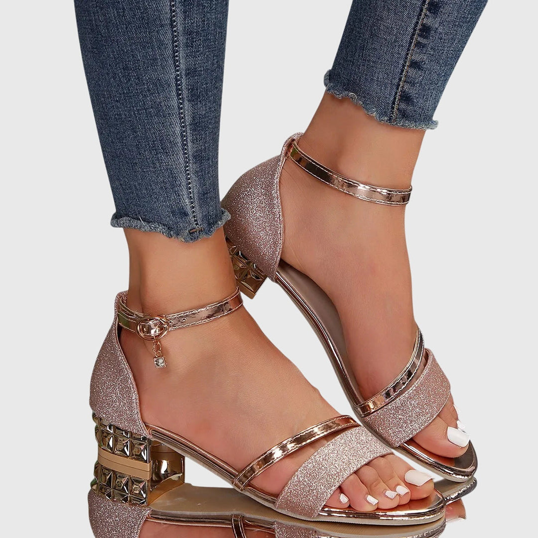 Womens Ankle Strap Block Heel Sandals