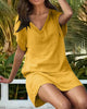 Women Jesel Summer Dress V Neck Short Sleeves