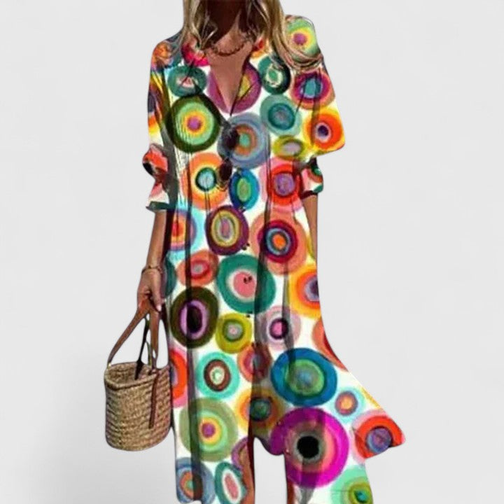Women's Floral Button Front Midi Dress