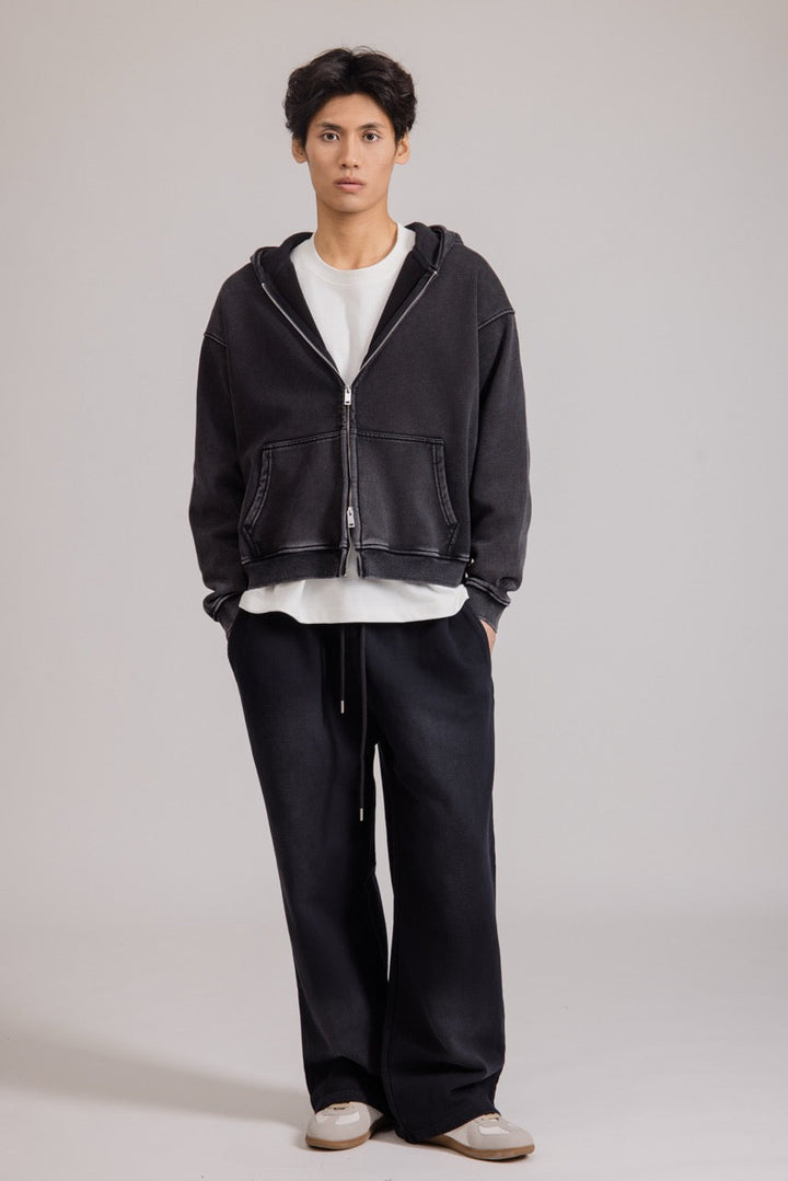 Herren Hoodie mit Reißverschluss und Kapuze in Schwarz