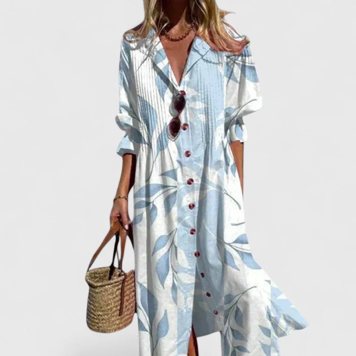 Women's Floral Button Front Midi Dress