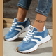 Damesneakers med retrodesign, kontraststriber, snørebånd og kraftig rillet sål