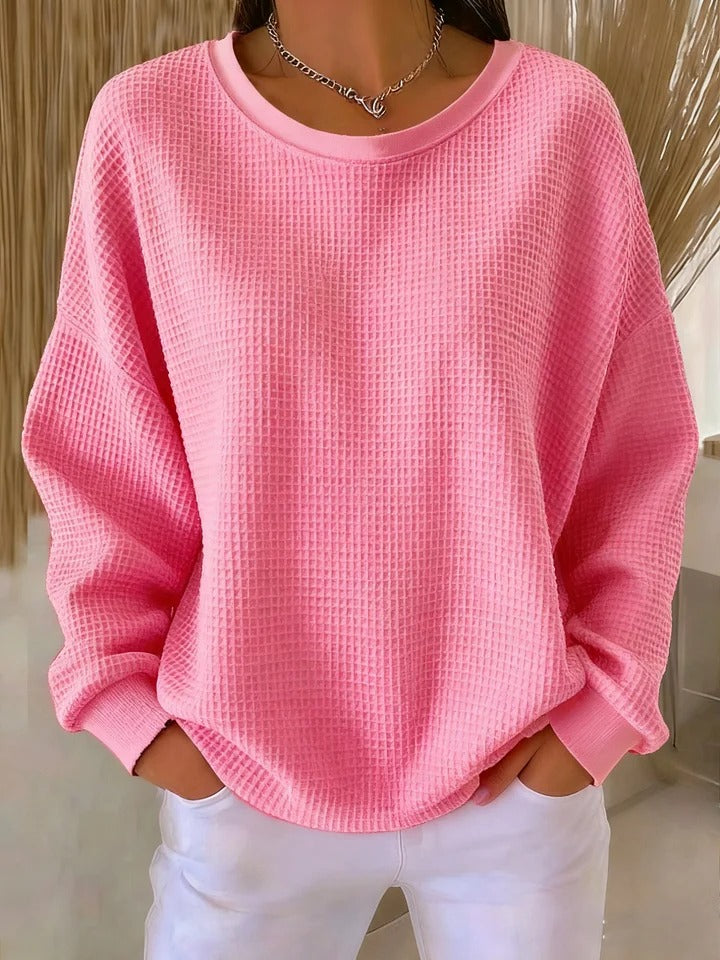 Damen Strickpullover mit Rundhalsausschnitt und Textur