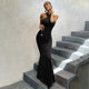Women's Fishtail Dress with Open Back and Fitted Cut