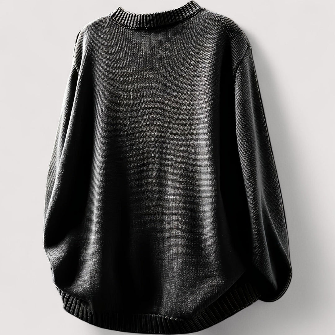 Strikcardigan med rund hals, lange ærmer, ribkanter og farvede knapper
