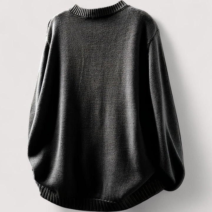 Strikcardigan med rund hals, lange ærmer, ribkanter og farvede knapper