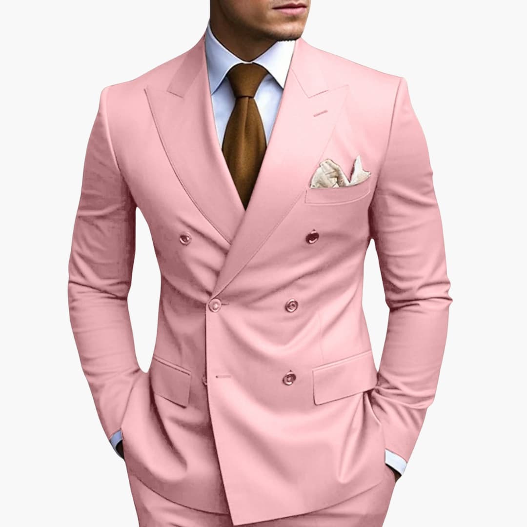 Brandon | Men's Double Breasted Suit Set with Notched Lapel and Trouser
