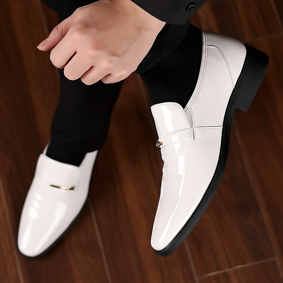 Men's Patent Leather Penny Loafers - Pointed Toe Slip-On