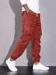 Herre cargobukser med fløjlsstruktur, cargo-lommer og elastiske benafslutninger