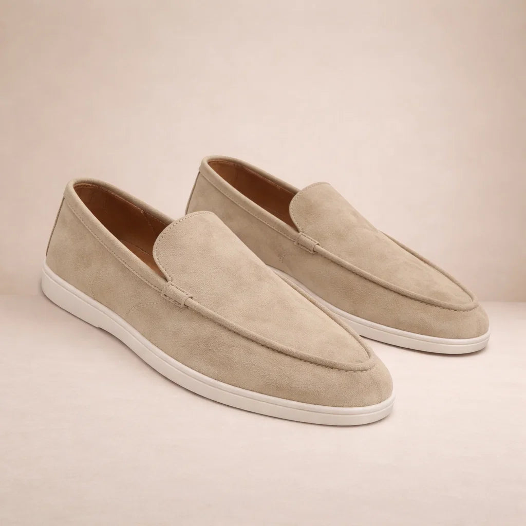 Herre loafers med mokkasinsøm og flad lys sål