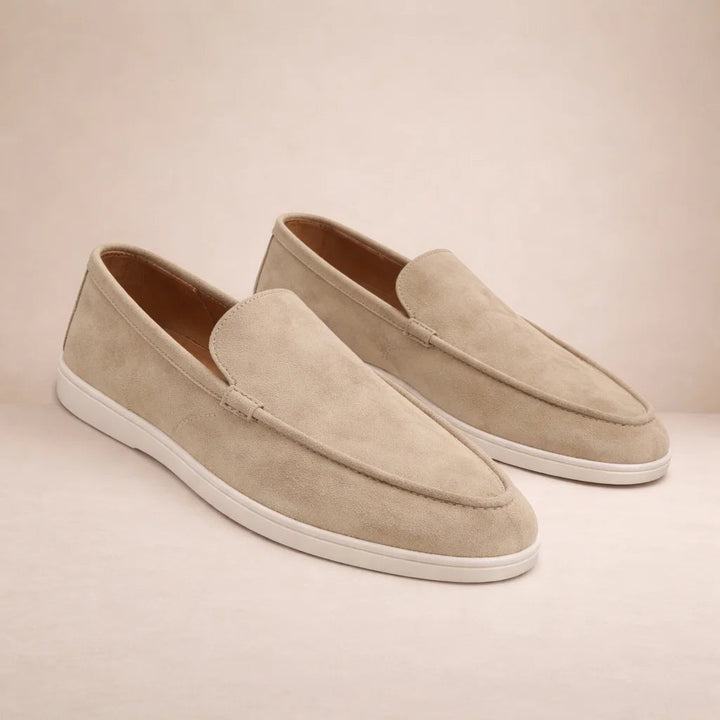 Herre loafers med mokkasinsøm og flad lys sål