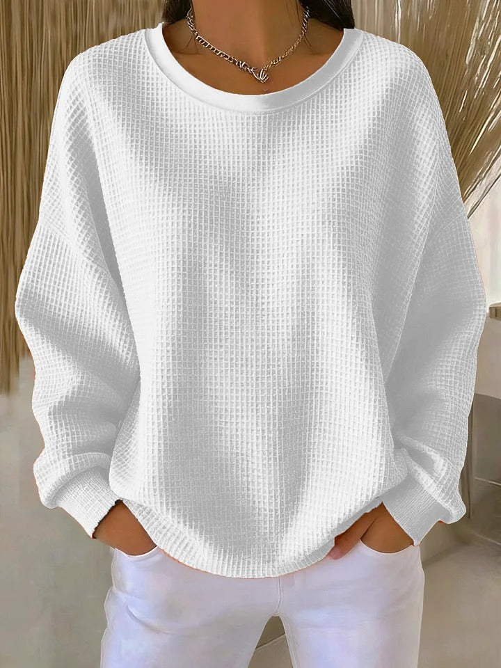 Damen Strickpullover mit Rundhalsausschnitt und Textur
