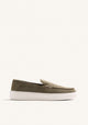 Slip-on loafers med mat overflade og hvid platformsål