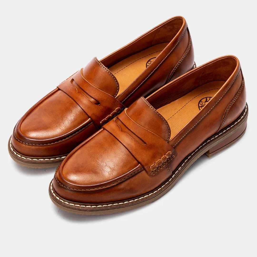 Herren Loafer mit Pennyriemen, runder Zehenpartie und flachem Absatz